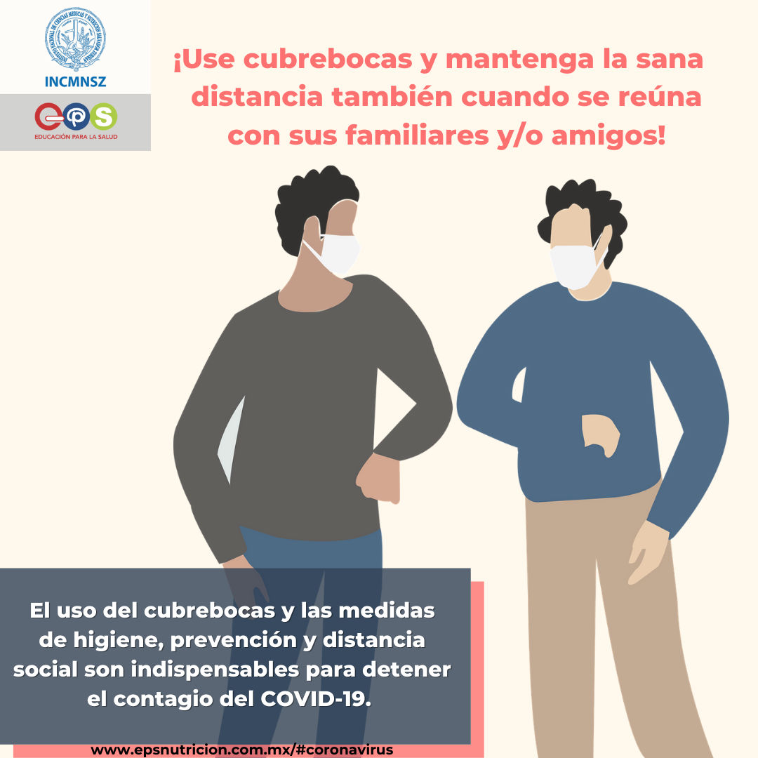 Coronavirus. Cubrebocas y sana distancia con familiares y amigos